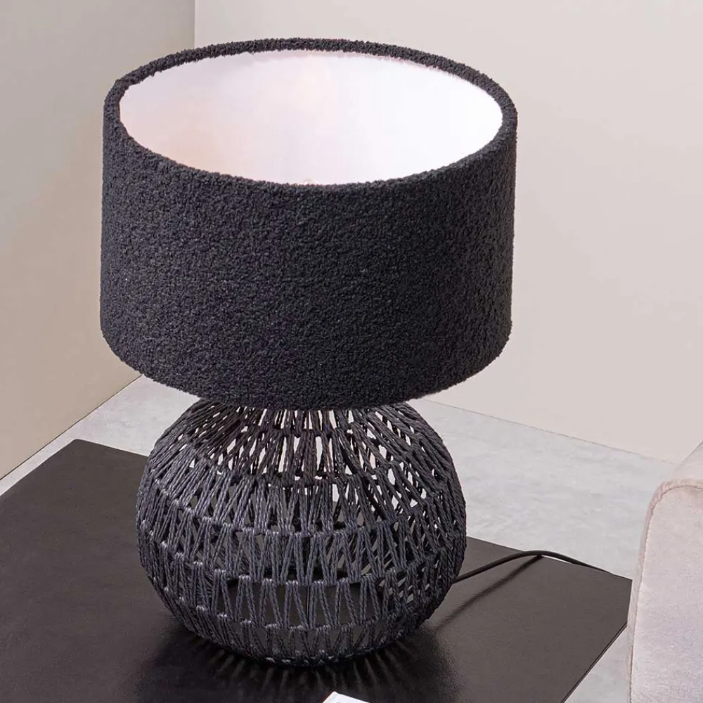 Wohnen Lampenfuß aus Metall mit Papierkordel Geflecht - Notana