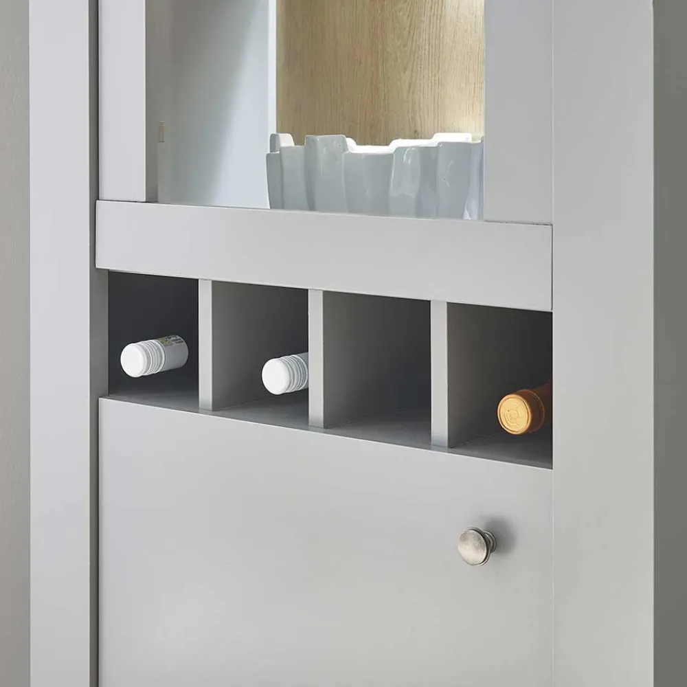 Wohnen Wohnzimmerschränke|Wohnwände*Landhaus Anbauwand in Lichtgrau & Eiche - Buleta (vierteilig)