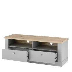 Wohnen Wohnzimmerschränke|Wohnwände*Landhaus Anbauwand in Lichtgrau & Eiche - Buleta (vierteilig)