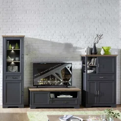 Wohnen Wohnzimmerschränke*Landhaus Anbauwand zweifarbig - Thumbs (dreiteilig)