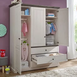 Wohnen Kinderkleiderschränke|Babyzimmerschränke*Landhaus Baby Kleiderschrank mit Schubladen - Rimesca