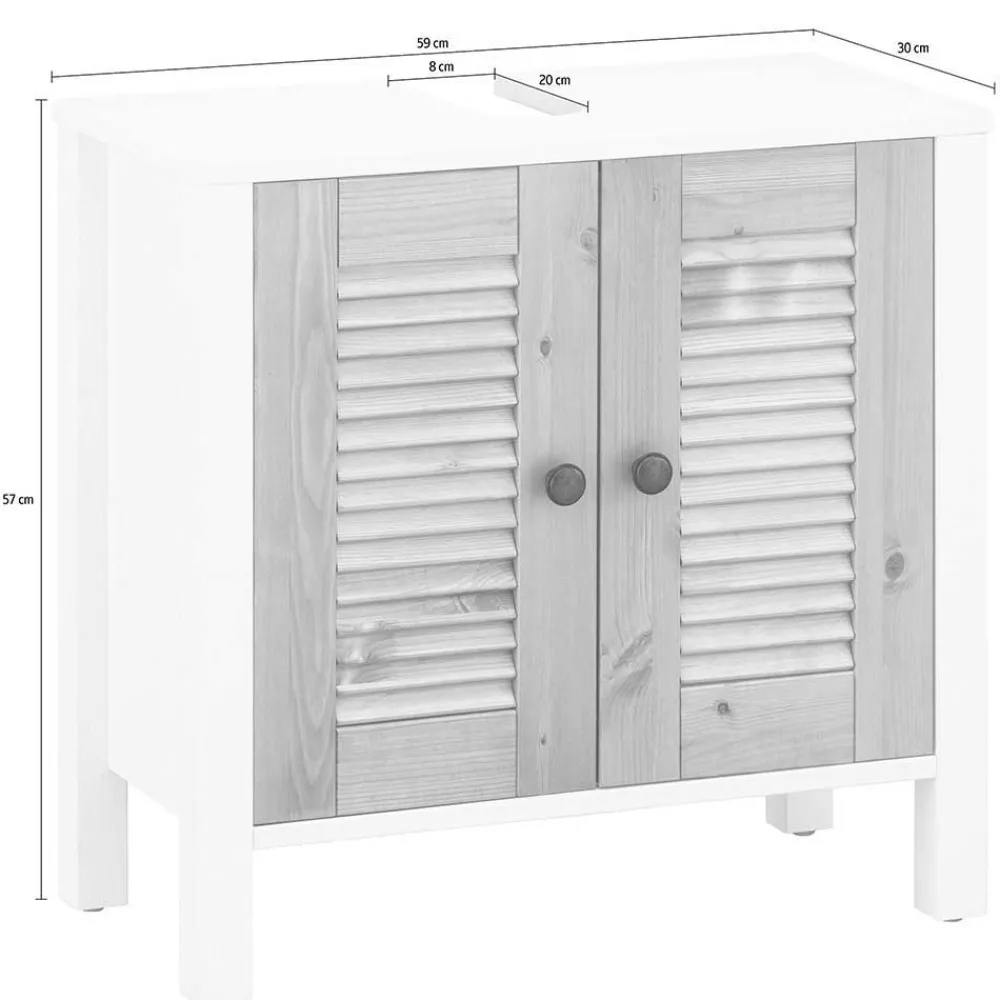 Wohnen Badezimmer Komplett*Landhaus Badmöbel aus Massivholz - Zavieca (vierteilig)