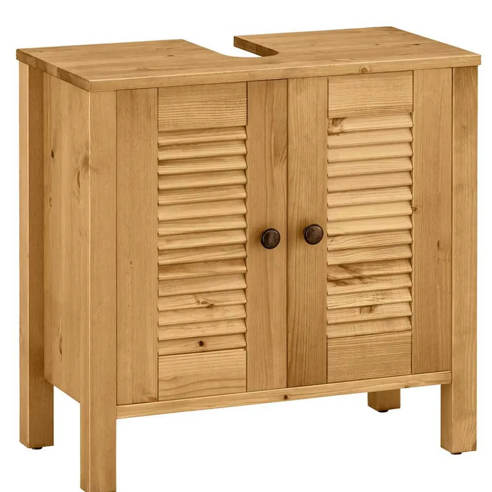 Wohnen Badezimmer Komplett*Landhaus Badmöbel aus Massivholz - Zavieca (vierteilig)