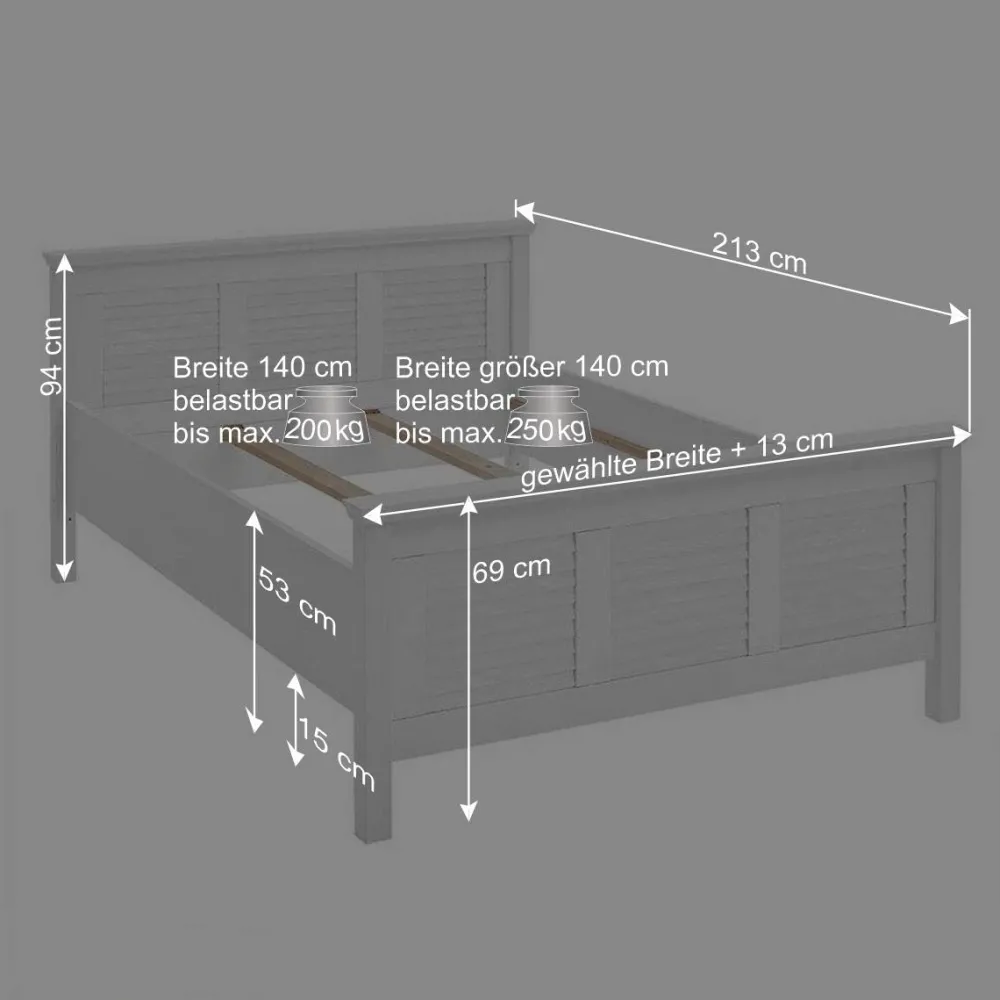 Wohnen Landhaus Bett mit Kopf- und Fußteil - Mira