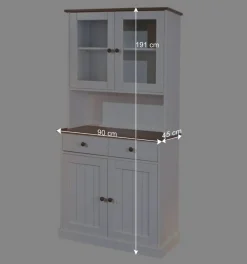 Wohnen Landhaus Büfett Schrank in Weiß mit Braun - Vatina