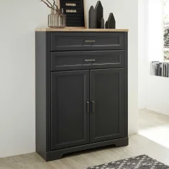 Wohnen Landhaus Büro Aktenschrank in Grau & Eiche NB - Joe