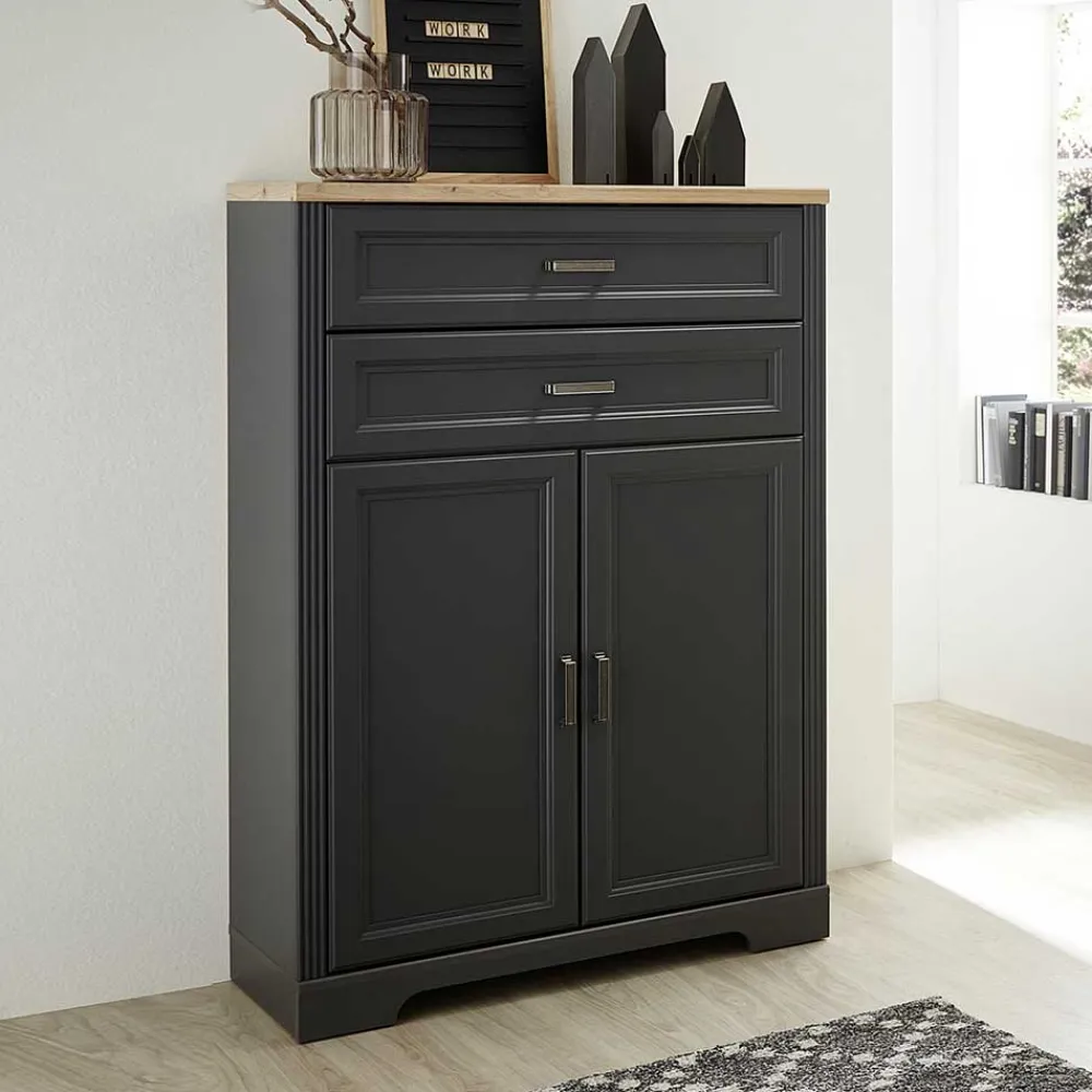 Wohnen Landhaus Büro Aktenschrank in Grau & Eiche NB - Joe