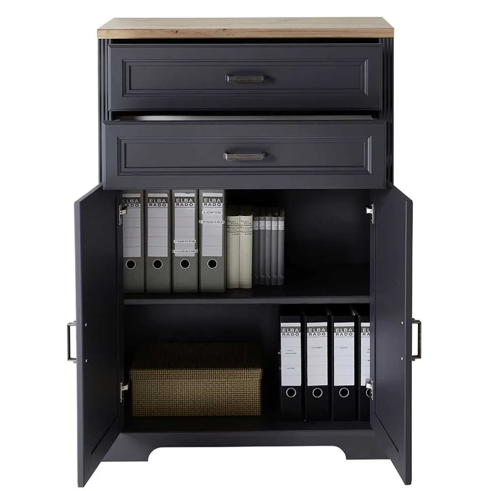 Wohnen Landhaus Büro Aktenschrank in Grau & Eiche NB - Joe