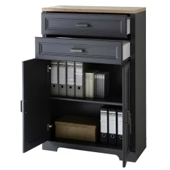 Wohnen Landhaus Büro Aktenschrank in Grau & Eiche NB - Joe