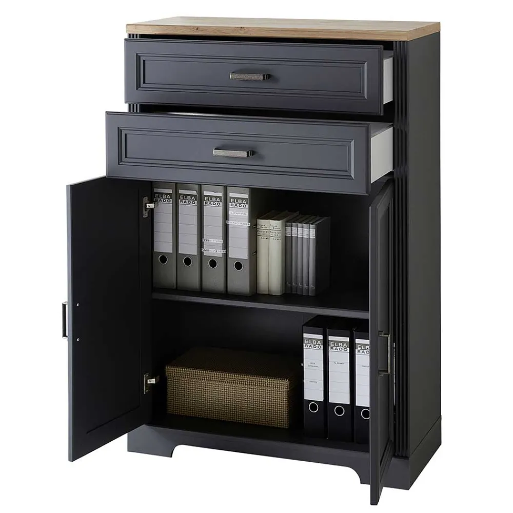 Wohnen Landhaus Büro Aktenschrank in Grau & Eiche NB - Joe