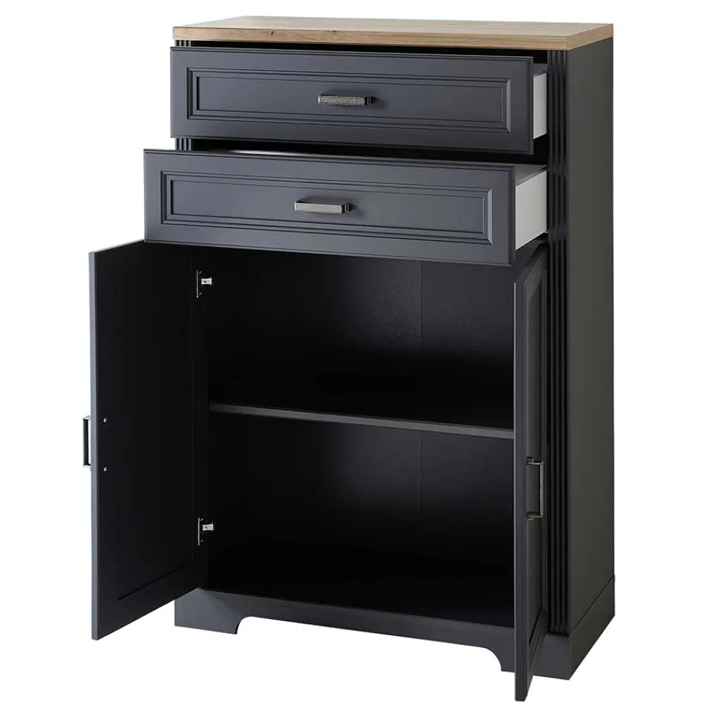 Wohnen Landhaus Büro Aktenschrank in Grau & Eiche NB - Joe