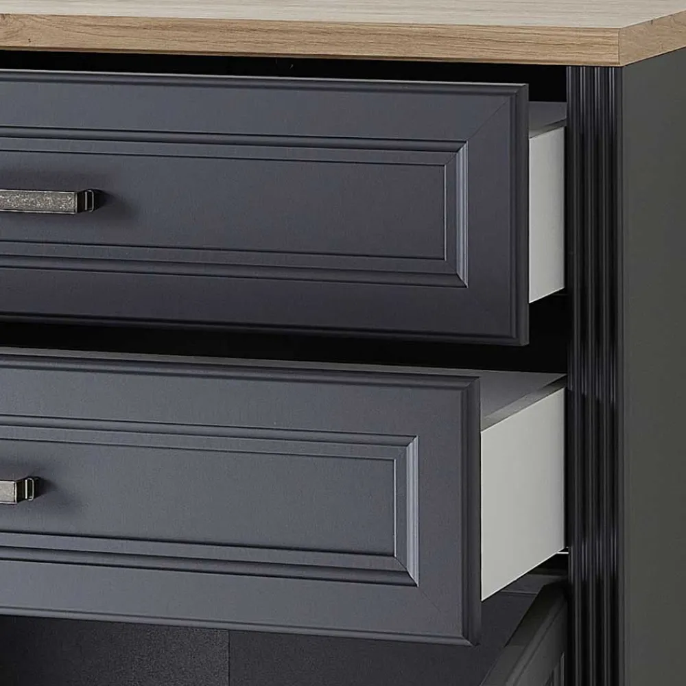 Wohnen Landhaus Büro Aktenschrank in Grau & Eiche NB - Joe