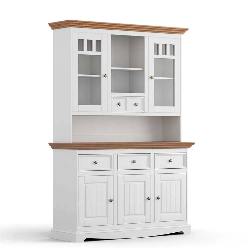 Wohnen Landhaus Buffet in Weiß mit Eiche - Bordona