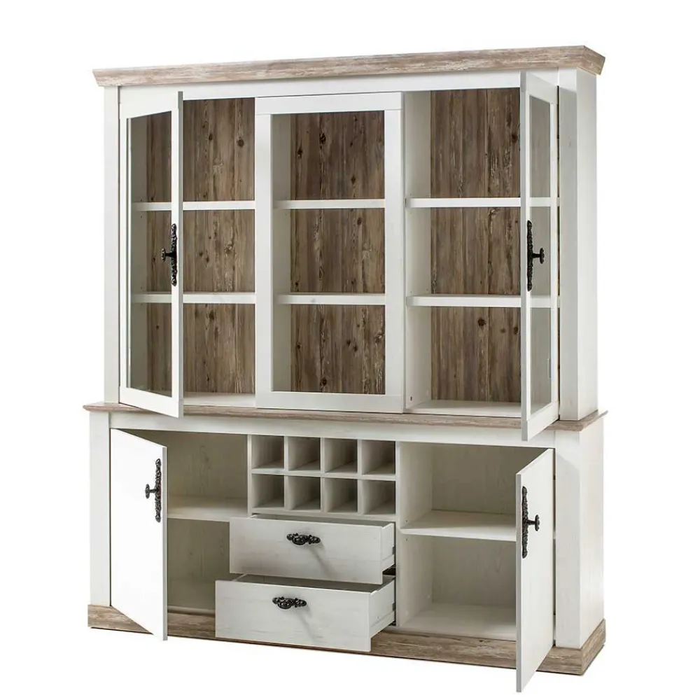 Wohnen Landhaus Buffet Schrank in Weiß Pinie Nedita 184 cm breit
