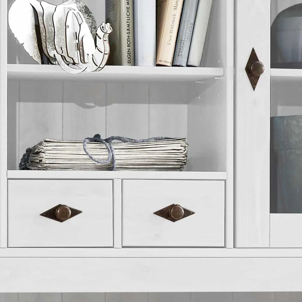 Wohnen Küchenschränke|Esszimmer-Vitrinen*Landhaus Buffetvitrine Sibiuta in Weiß