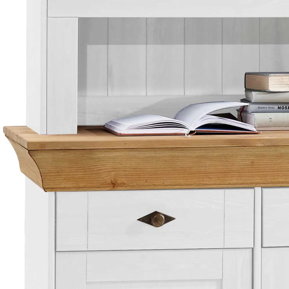 Wohnen Küchenschränke|Esszimmer-Vitrinen*Landhaus Buffetvitrine Sibiuta in Weiß