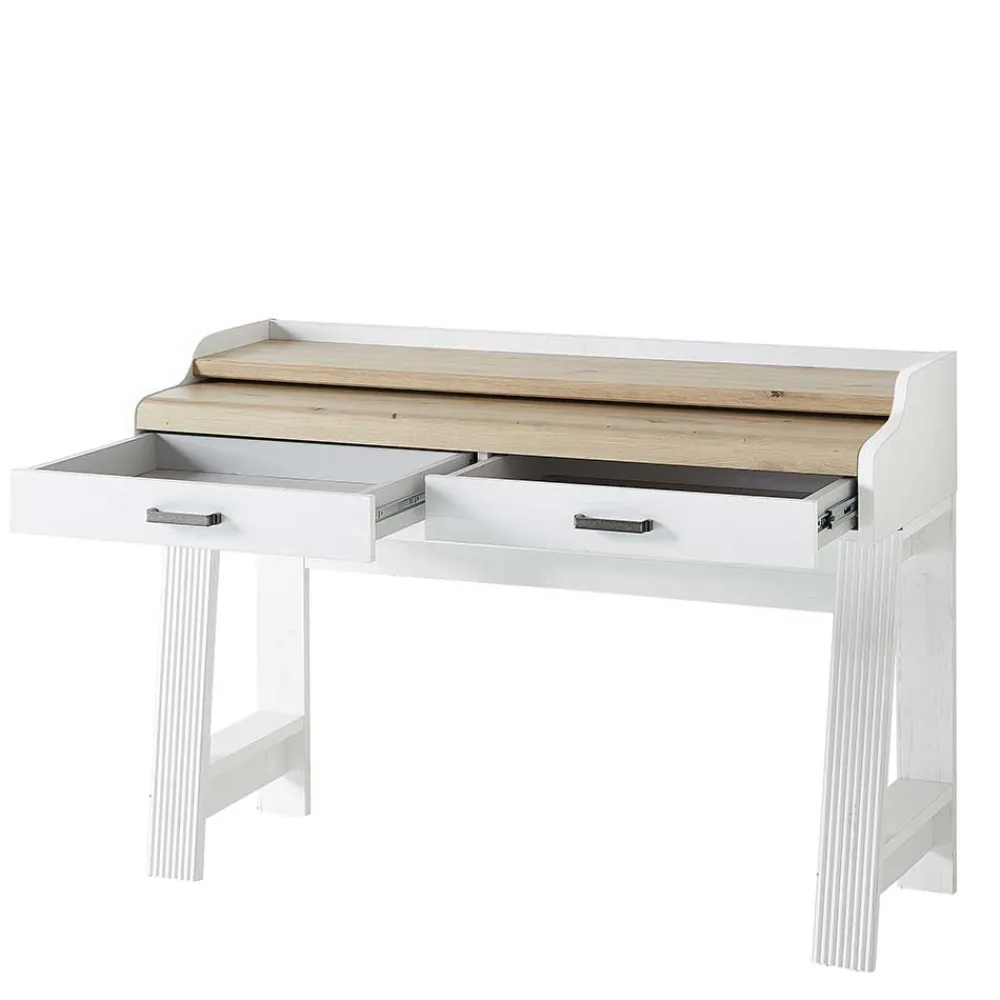 Wohnen Bürotische*Landhaus Computertisch in Weiß & Eiche - Mehady