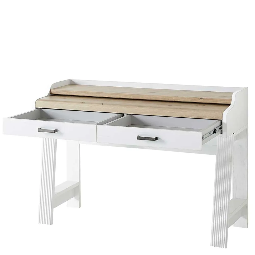 Wohnen Bürotische*Landhaus Computertisch in Weiß & Eiche - Mehady