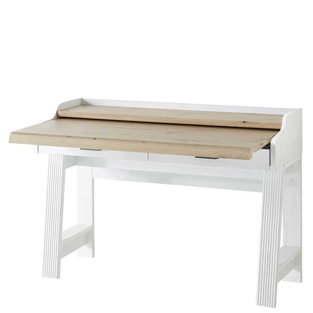 Wohnen Bürotische*Landhaus Computertisch in Weiß & Eiche - Mehady