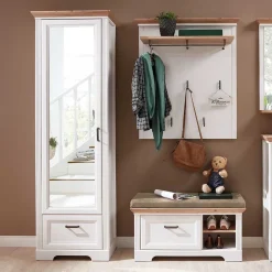 Wohnen Garderoben|Garderoben*Landhaus Dielenmöbel Set zweifarbig - Nurelcas (dreiteilig)