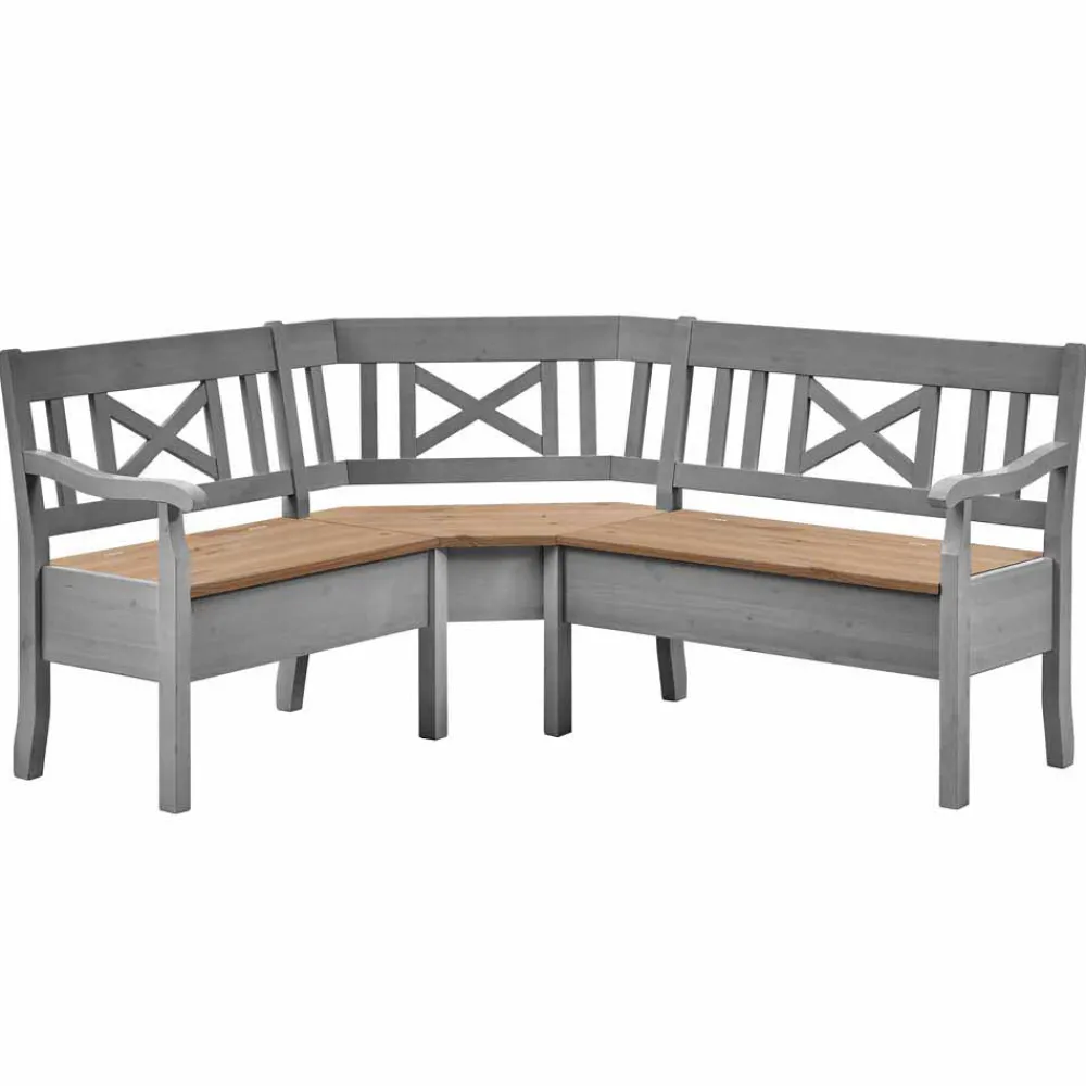 Wohnen Landhaus Eckbank Jytte in Grau mit Braun