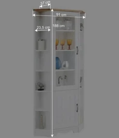 Wohnen Esszimmer-Vitrinen*Landhaus Eckvitrine aus Kiefer zweifarbig - Ribeiro
