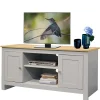 Wohnen Landhaus Fernseher Unterschrank in Grau & Eiche - Poliesti