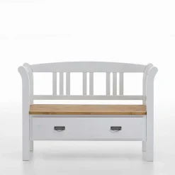 Wohnen Esszimmerbänke|Sitzbank*Landhaus Flurbank Lugon in Weiß Kieferfarben