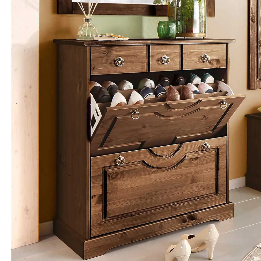 Wohnen Landhaus Flureinrichtung in Dunkelbraun - Yemisa (vierteilig)