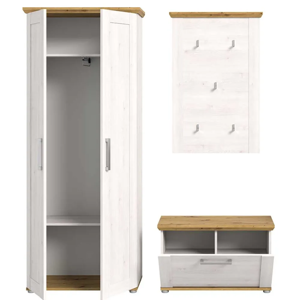 Wohnen Landhaus Flureinrichtung Set - Tocella (dreiteilig)