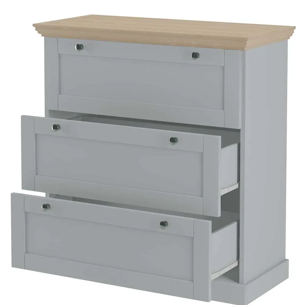 Wohnen Landhaus Flurkommode in Grau mit Eiche - Rino