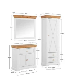 Wohnen Landhaus Flurmöbel Set aus Kiefer - Saluts (dreiteilig)