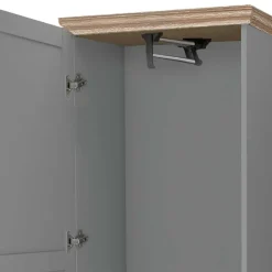 Wohnen Garderobenschränke*Landhaus Flurschrank in Grau mit Eiche - Rino