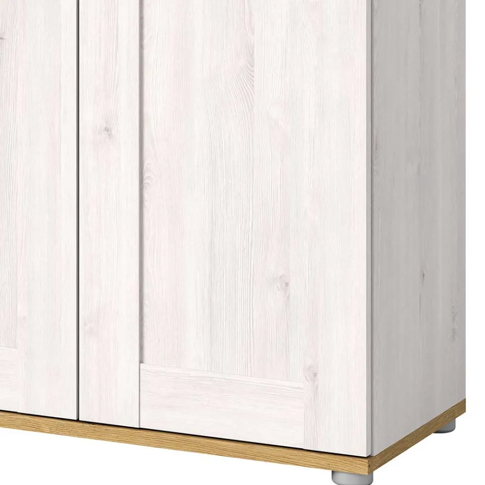 Wohnen Weiße Möbel|Garderobenschränke*Landhaus Flurschrank in Holzoptik Lärche Weiß - Tocella