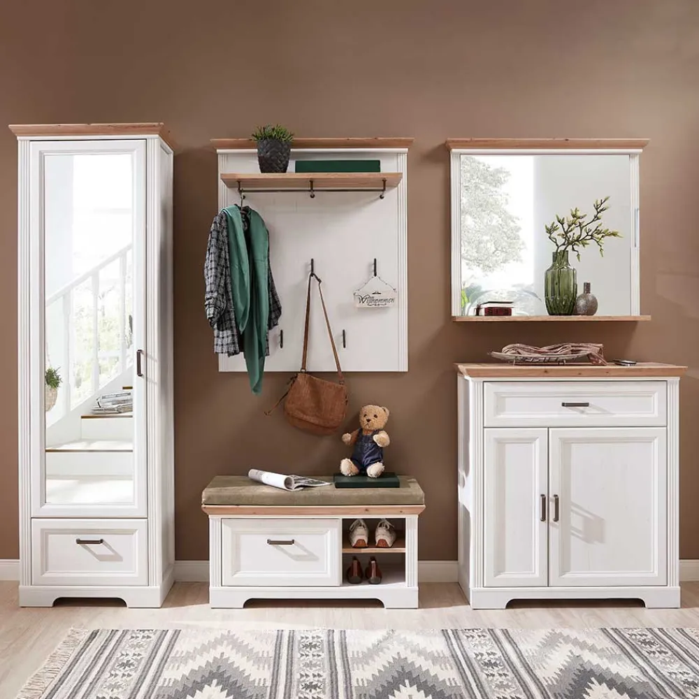 Wohnen Garderoben|Garderoben*Landhaus Garderoben Set in Weiß - Nurelcas (fünfteilig)