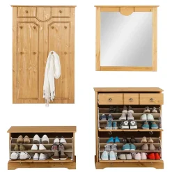 Wohnen Landhaus Garderobenmöbel Kombination - Edranov (vierteilig)