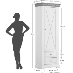 Wohnen Garderobenschränke*Landhaus Garderobenschrank in Weiß mit Braun - Zalya
