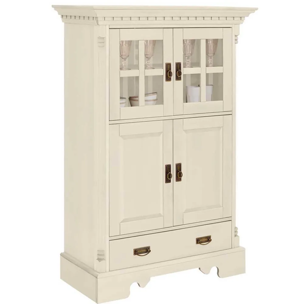 Wohnen Wohnzimmer Komplett*Landhaus Highboard & Regale in Creme - Rospus (dreiteilig)