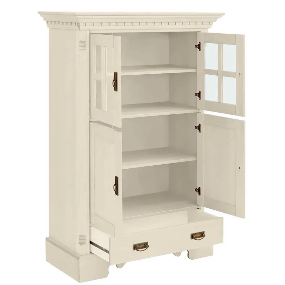 Wohnen Wohnzimmer Komplett*Landhaus Highboard & Regale in Creme - Rospus (dreiteilig)
