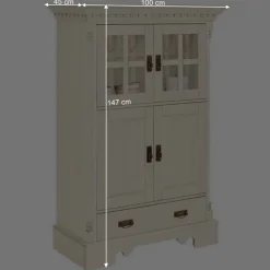 Wohnen Wohnzimmer Komplett*Landhaus Highboard & Regale in Creme - Rospus (dreiteilig)