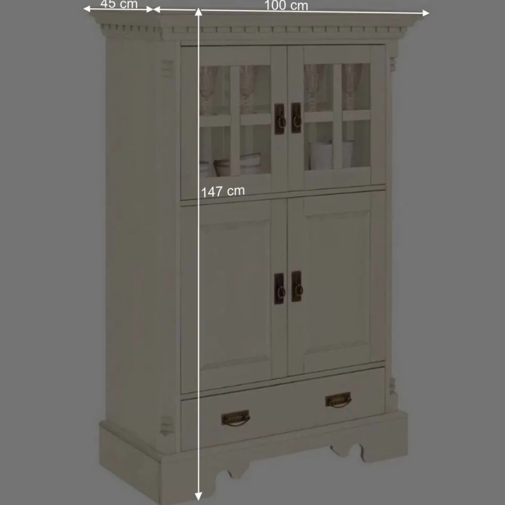 Wohnen Wohnzimmer Komplett*Landhaus Highboard & Regale in Creme - Rospus (dreiteilig)