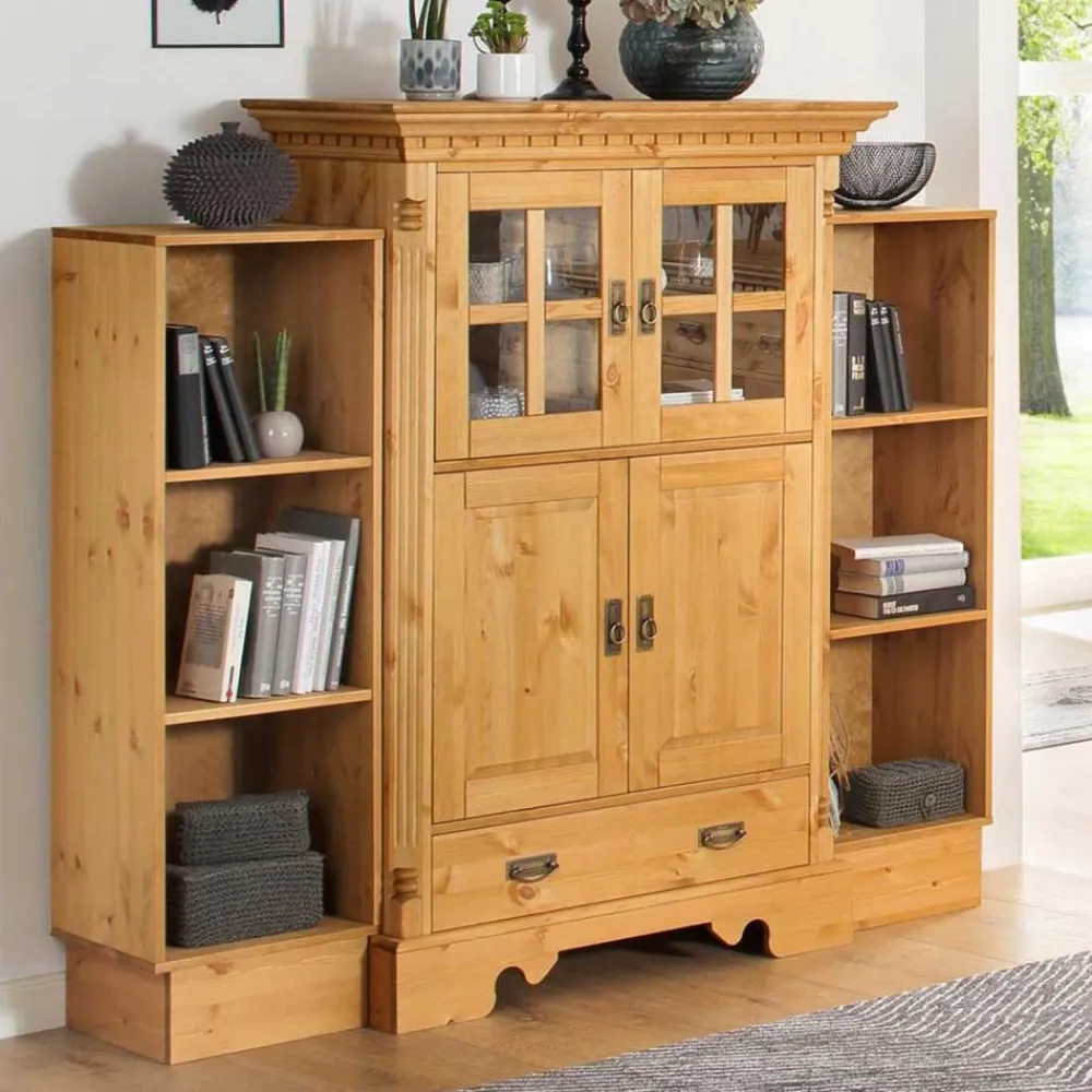 Wohnen Wohnzimmer Komplett*Landhaus Highboard & zwei Regale - Fausanda (dreiteilig)