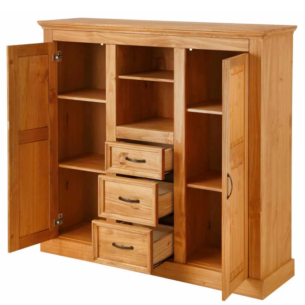 Wohnen Landhaus Highboard aus Kiefer Massivholz - Major