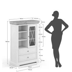 Wohnen Landhaus Highboard aus Kiefer zweifarbig - Zalya