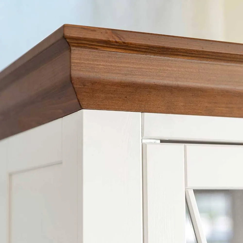 Wohnen Landhaus Highboard aus Kiefer zweifarbig - Zalya