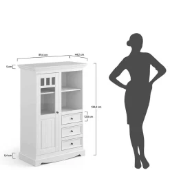 Wohnen Esszimmerschränke|Highboards*Landhaus Highboard in Weiß und Nussbaum Braun - Manipur