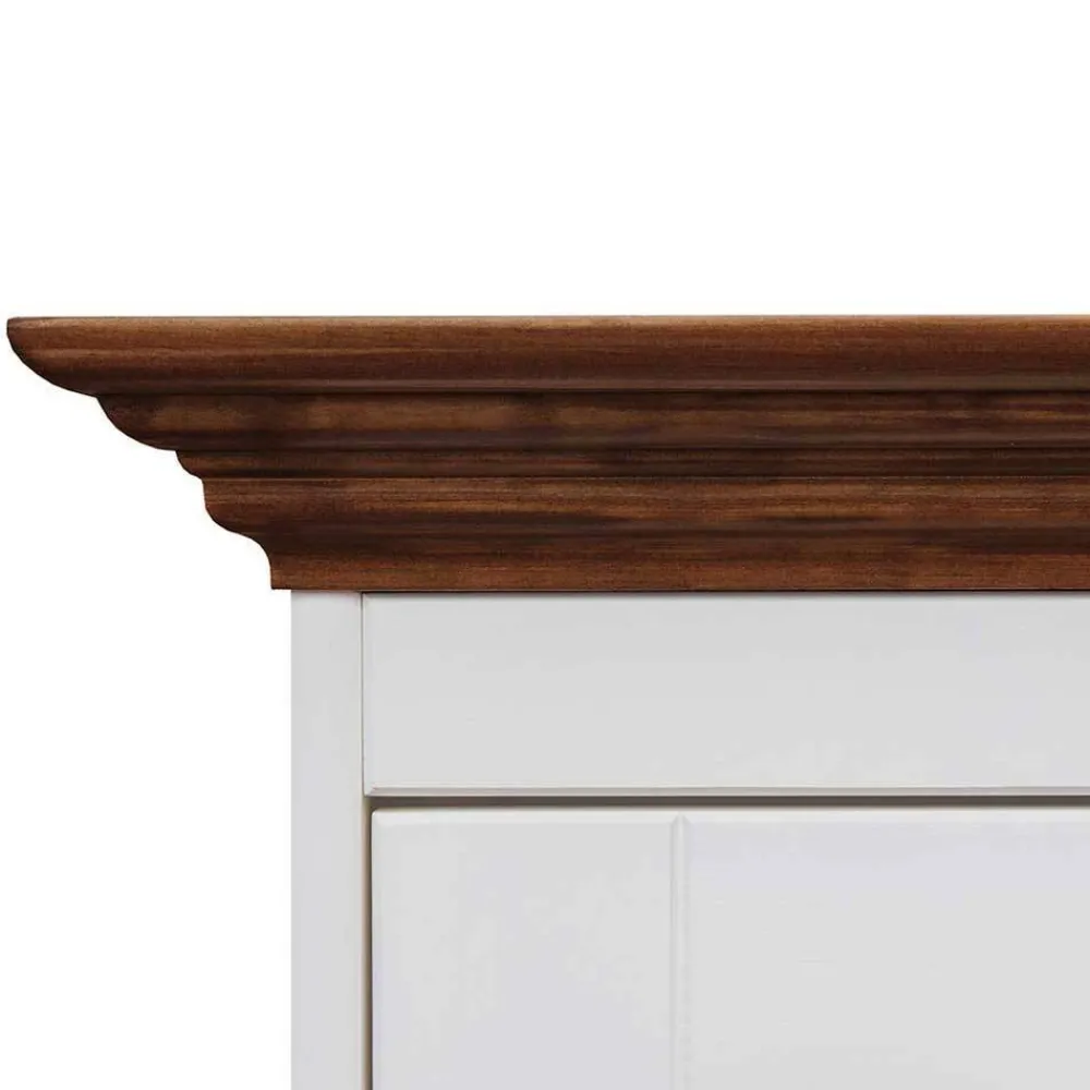 Wohnen Esszimmerschränke|Highboards*Landhaus Highboard in Weiß und Nussbaum Braun - Manipur