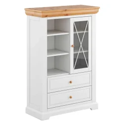 Wohnen Landhaus Highboard in Weiß & Kiefer Natur - Saluts