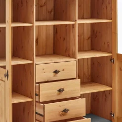 Wohnen Landhaus Highboard mit Glas aus Kiefer - Eshelas