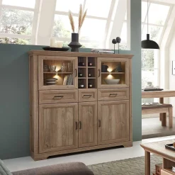 Wohnen Esszimmerschränke*Landhaus Highboard mit LED Beleuchtung - Barack